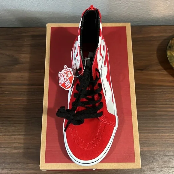Vans Shoes | Kids Vans Sk8-Hi Zip Ferocious Flame Racing | Color: Red/White 1.5 - Picture 5 of 6